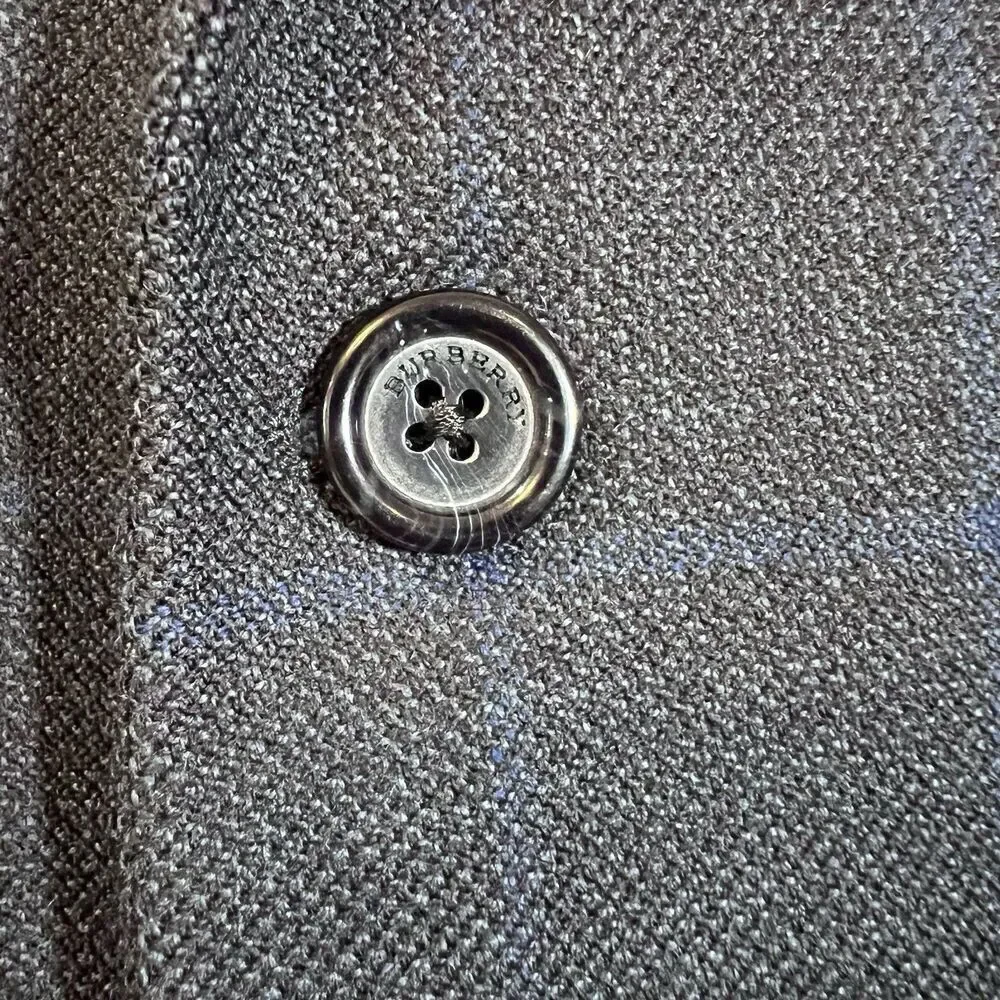 Burberry London Bond Street 2 Button Navy Blue Pinstripe Suit Sz 42 Long Pleated